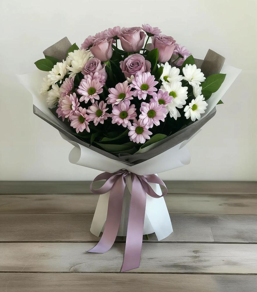 Букет цветов из: Хризантемы и Розы в Лучинское