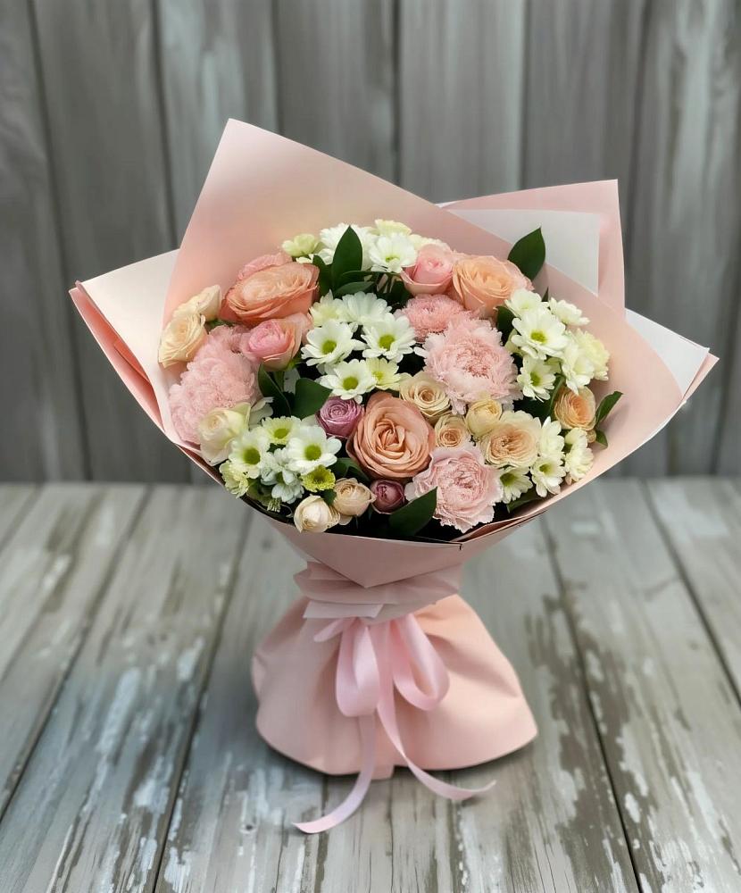 Букет цветов из: Гвоздики, Розы и Хризантемы в Лучинское