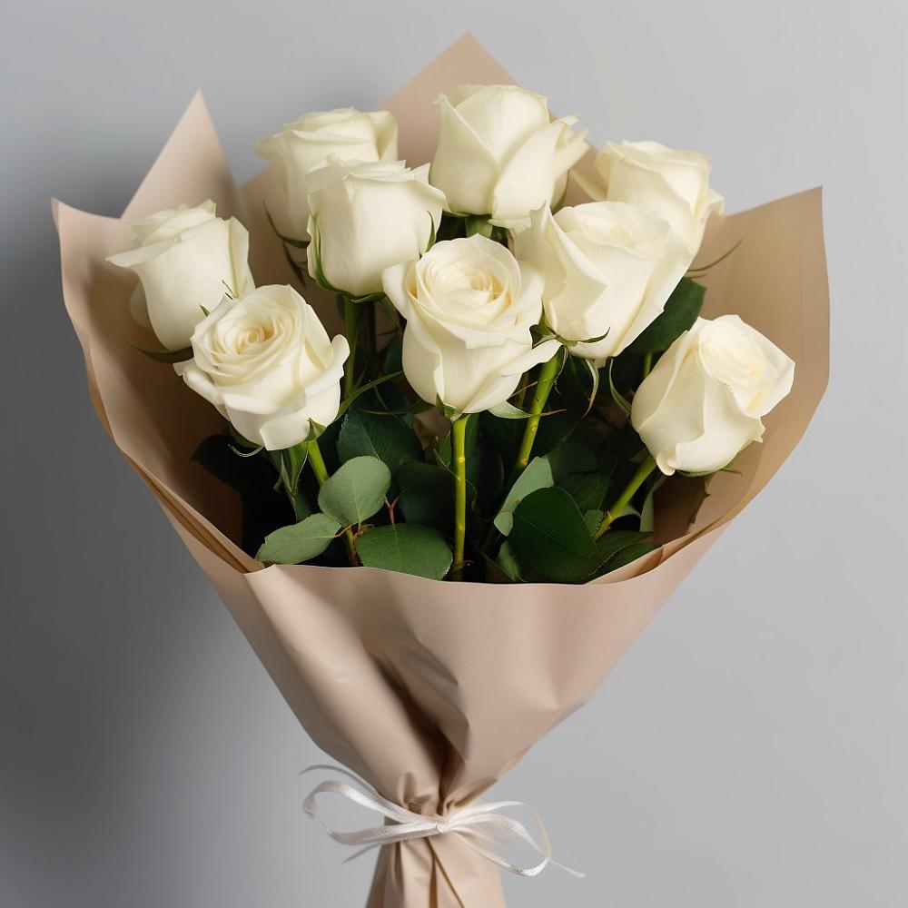 Букет 9 Белых роз Эдлесс Лав в Лучинское