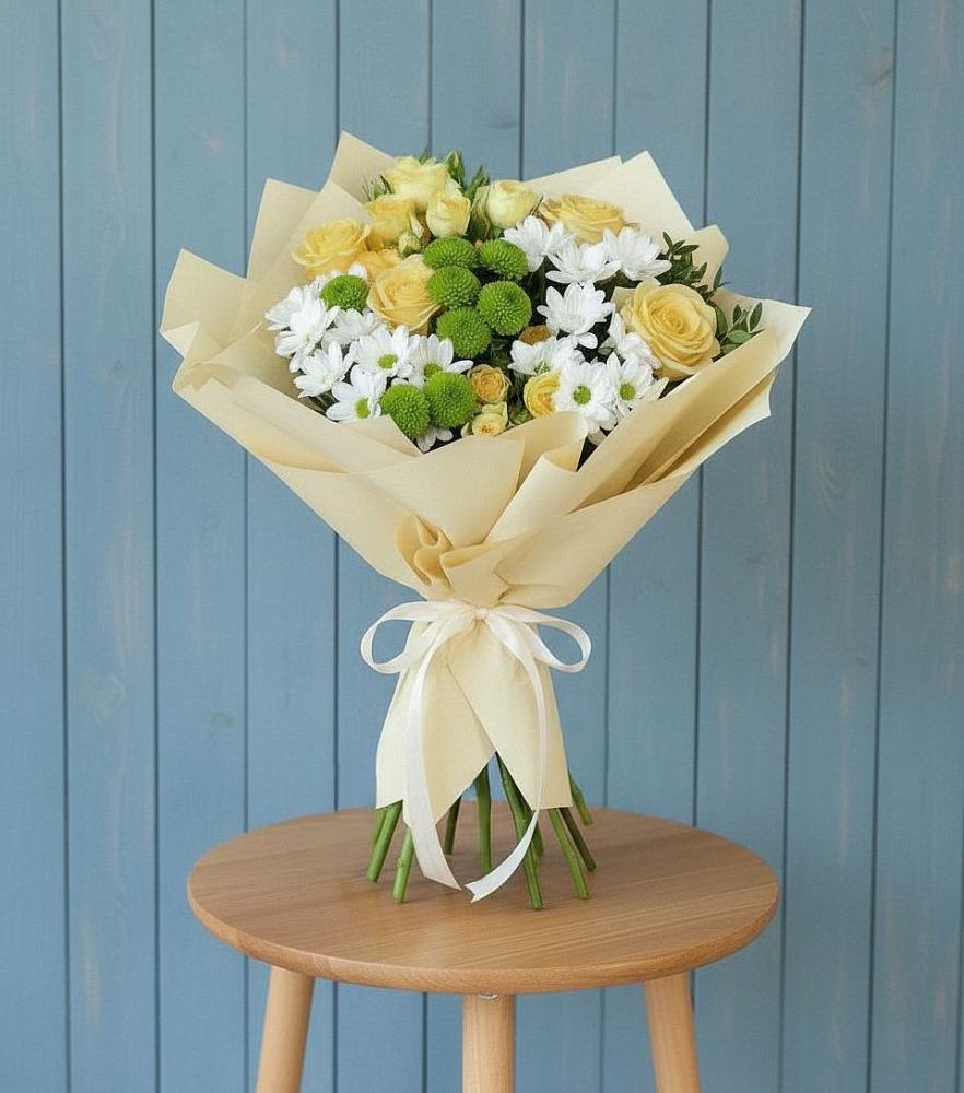 Букет цветов из: Хризантемы и Розы в Лучинское