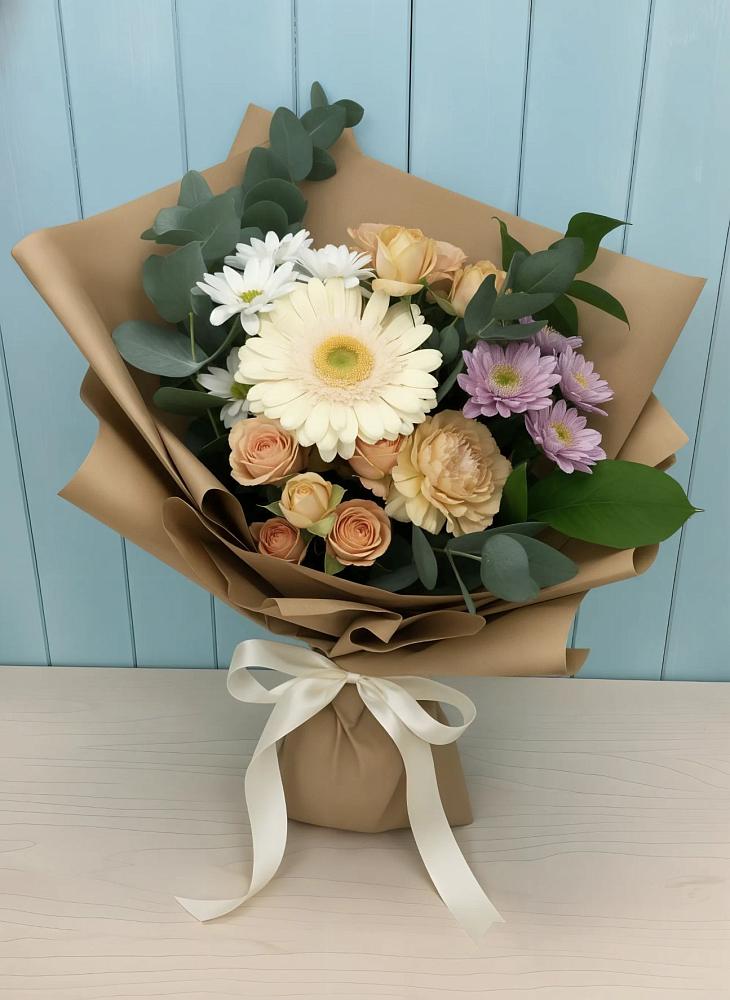 Букет цветов из: Герберы и Хризантемы в Лучинское
