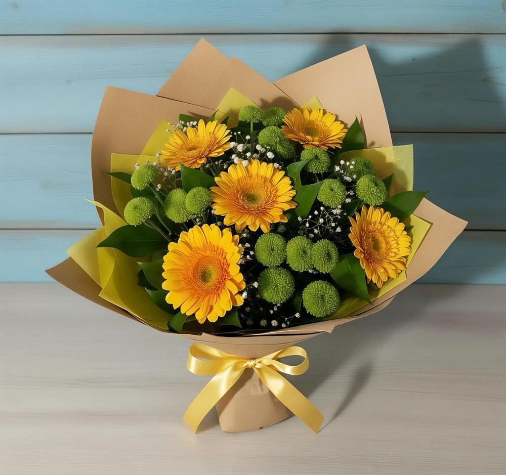 Букет цветов из: Герберы и Хризантемы в Лучинское