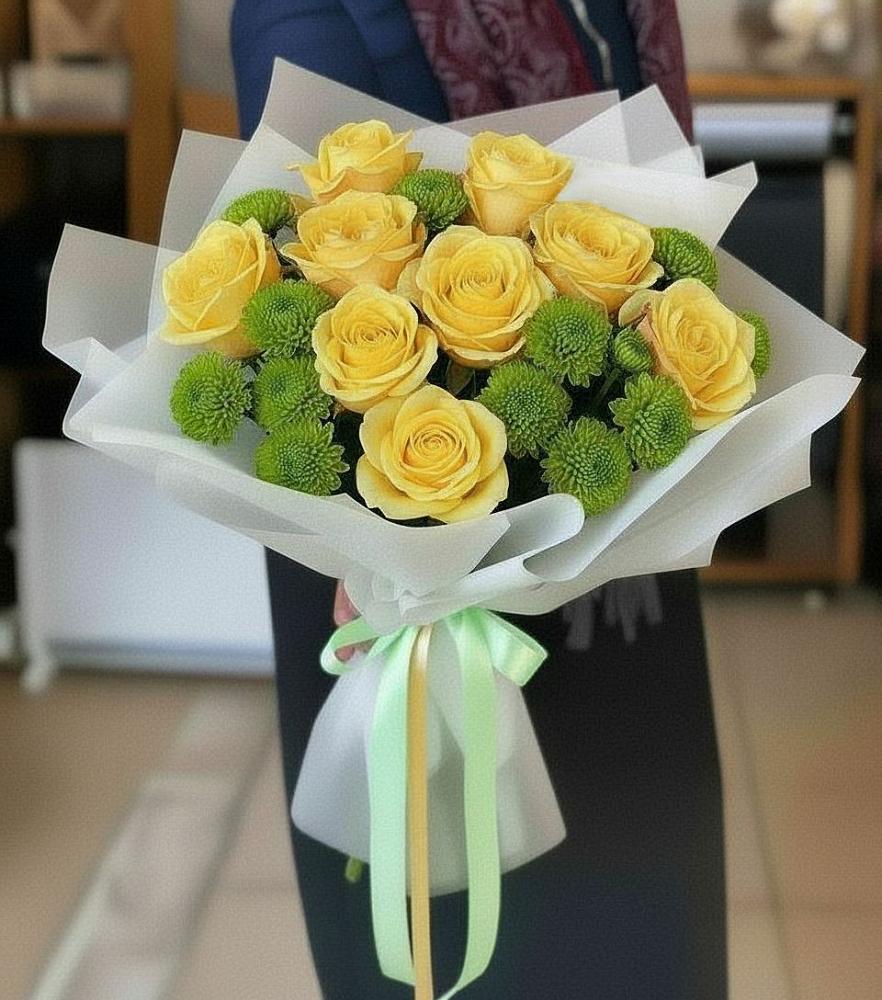 Букет цветов из: Хризантемы и Розы в Лучинское