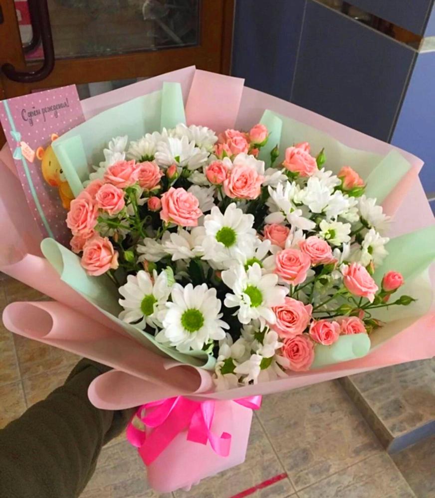 Букет цветов из: Розы и Хризантемы в Лучинское