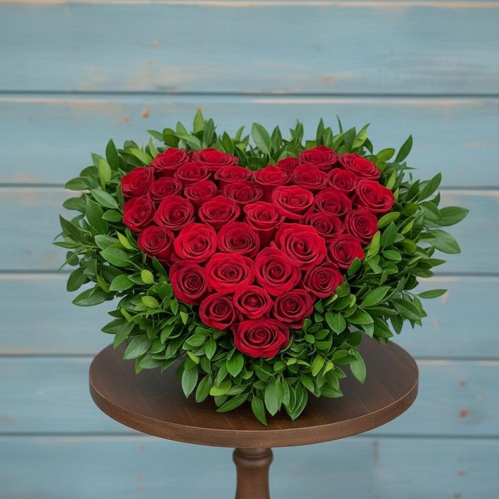 Цветочная композиция из Розы в виде сердца в Лучинское