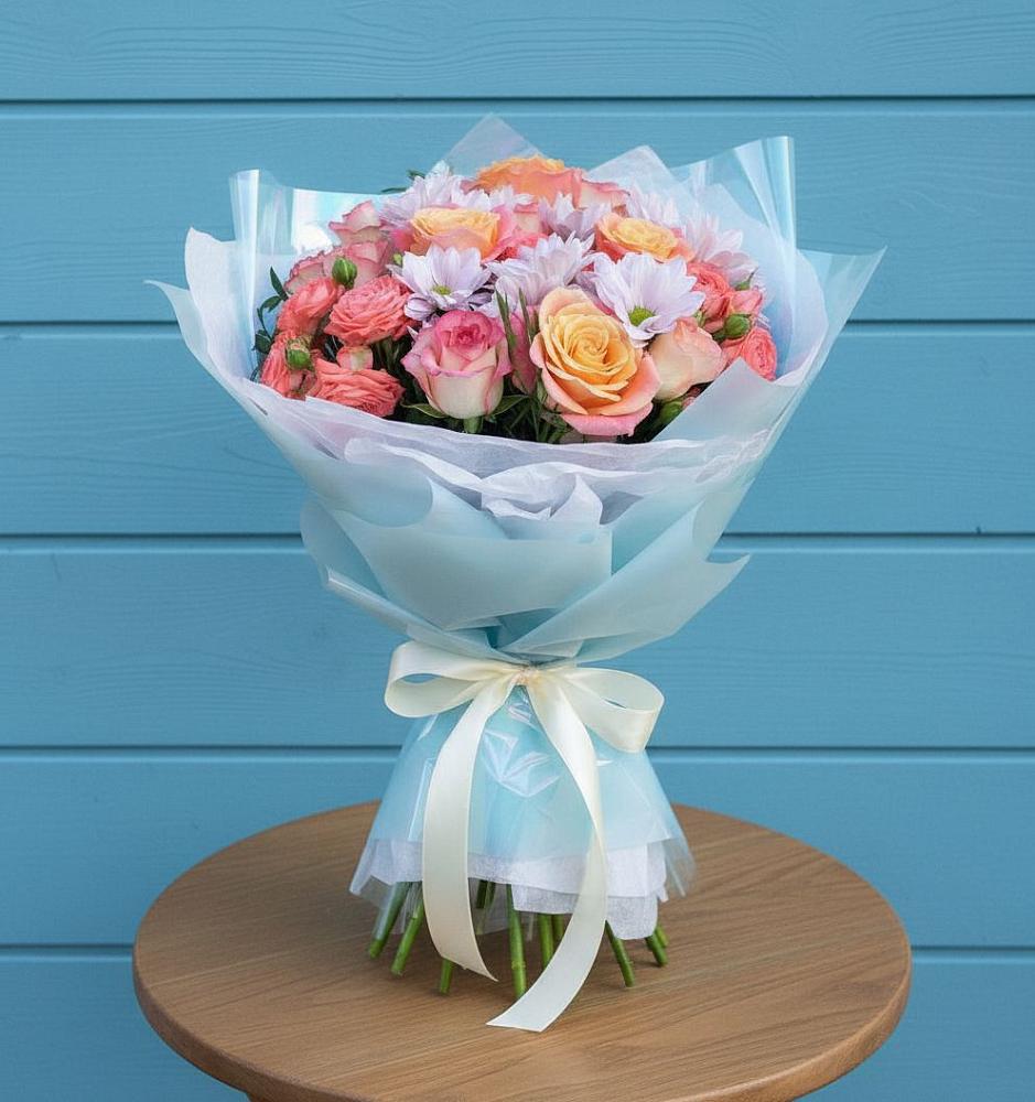 Букет цветов из: Хризантемы и Розы в Лучинское