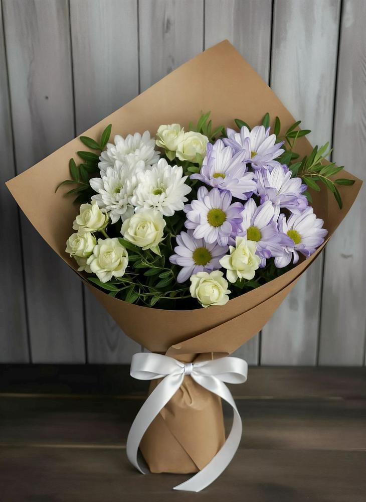 Букет цветов из: Хризантемы и Розы в Лучинское